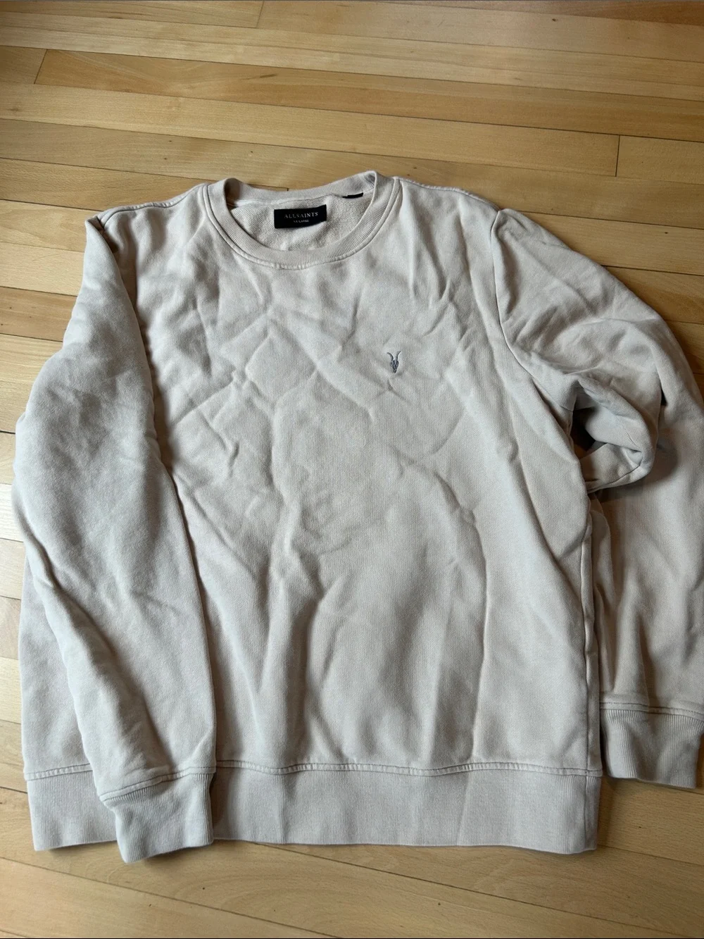 All Saints Men's Crewneck Sweater in Light Tan